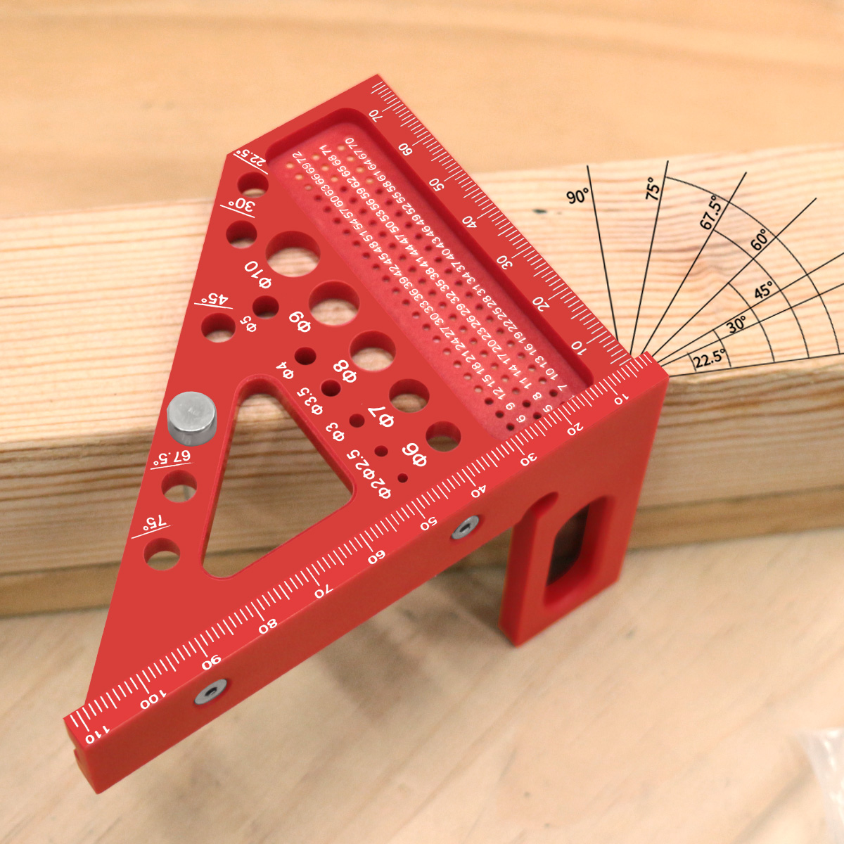 Woodworking For Engineers - Miarka kątowa 3D wielofunkcyjna, metryczna, 45/90